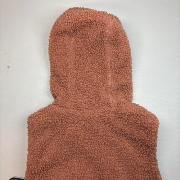 Charlotte Russe Sherpa Fleece Vest Hooded Zip Up Pockets Pink Medium Cozy Layer - Picture 4 of 10